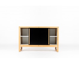 Andre Sornay cabinet in beech and black lacquer 1960