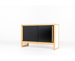 Andre Sornay cabinet in beech and black lacquer 1960