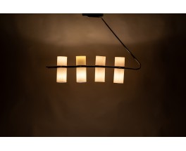 Pendant lamp 8 lights in black metal and brass edition Lunel 1950