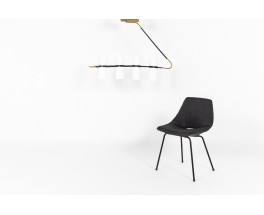 Pendant lamp 8 lights in black metal and brass edition Lunel 1950