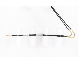 Pendant lamp 8 lights in black metal and brass edition Lunel 1950