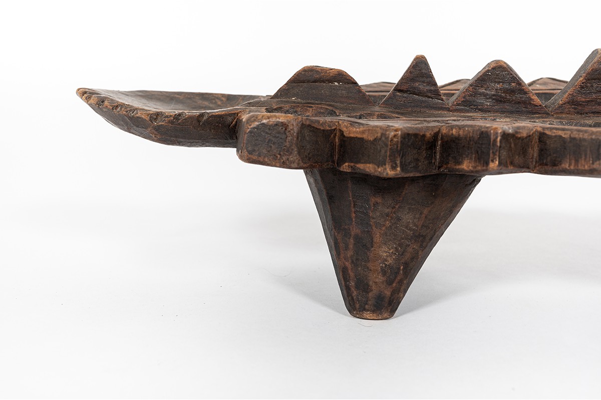 Trinket bowl awale game in wood African design 1950