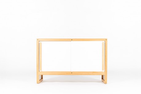 Andre Sornay cabinet in beech and white lacquer 1960