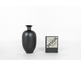 Vase en céramique noir mat design allemand 1960