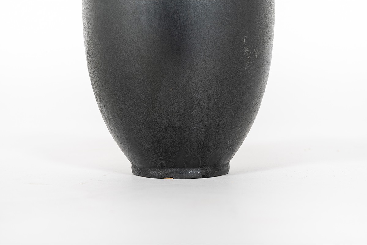 Vase in black ceramic German design 1960