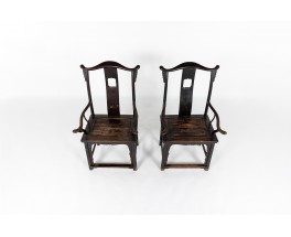 Armchairs lettered hat in tinted elm chinese design 1900