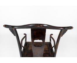 Fauteuils bonnet de lettré en orme teinté design chinois 1900