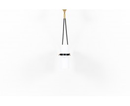 Pendant lamp 8 lights in black metal and brass edition Lunel 1950