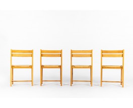 Chaises Roland Haeusler en orme et paille édition Maison Regain 1980 set de 4