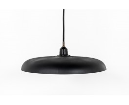 Counterweight pendant light in black metal and brass 1950