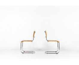 Chaises en chrome et rotin 1970 set de 2