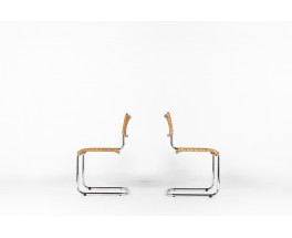 Chrome and rattan chairs 1970 set of 2