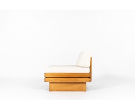 Armchair in elm and Maison Thevenon fabric 1980