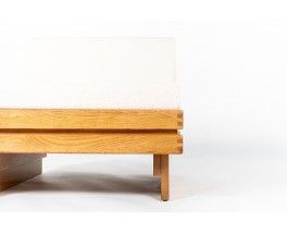 Armchair in elm and Maison Thevenon fabric 1980