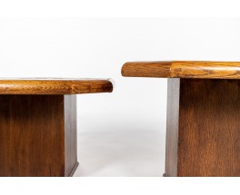 Nesting coffee tables in oak, slate and lava stone 1970 set of 3
