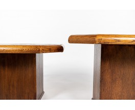 Tables basses gigognes chêne, ardoise et pierre de lave 1970 set de 3