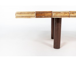 Rectangular Roger Capron coffee table ceramic and oak 1960