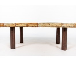 Rectangular Roger Capron coffee table ceramic and oak 1960