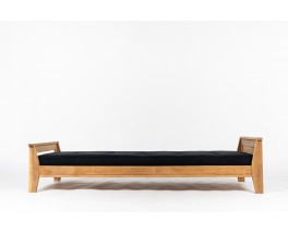 Rene Gabriel daybed in oak and black linen reconstruction design 1950