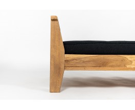 Rene Gabriel daybed in oak and black linen reconstruction design 1950