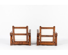 Armchairs in wood and marquetry design North Africa 1950 set of 2