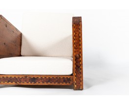 Armchairs in wood and marquetry design North Africa 1950 set of 2