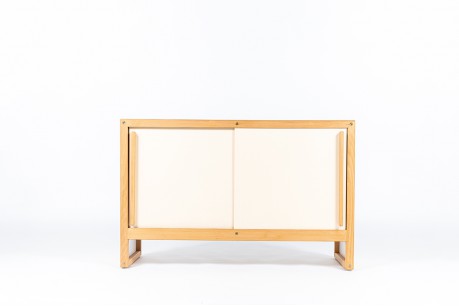 Andre Sornay cabinet in beech and beige panels 1960