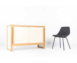 Andre Sornay cabinet in beech and beige panels 1960