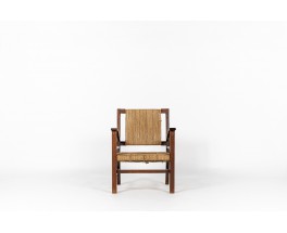 Francis Jourdain armchair in oak and rope 1930