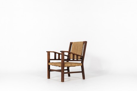 Francis Jourdain armchair in oak and rope 1930