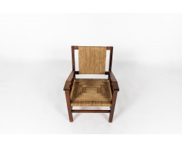 Fauteuil Francis Jourdain chêne et corde 1950