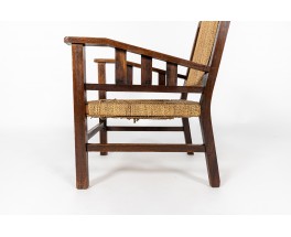 Fauteuil Francis Jourdain chêne et corde 1950