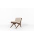 Low chair in pine and Maison Thevenon natural linen cushion 1950