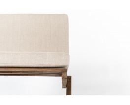 Low chair in pine and Maison Thevenon natural linen cushion 1950