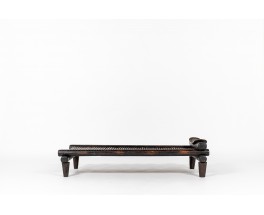 Table basse Senoufo bois noir design africain 1950