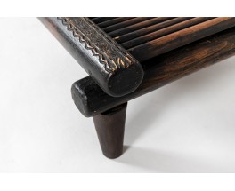 Table basse Senoufo bois noir design africain 1950