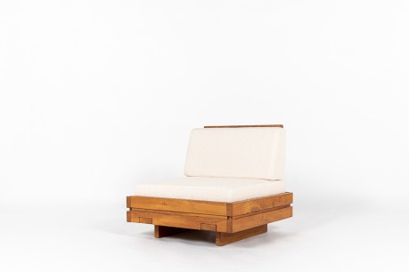 Low chair elm and Maison Thevenon fabric 1980
