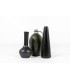 Ensemble de vases en céramique tons noir et vert 1960 set de 3