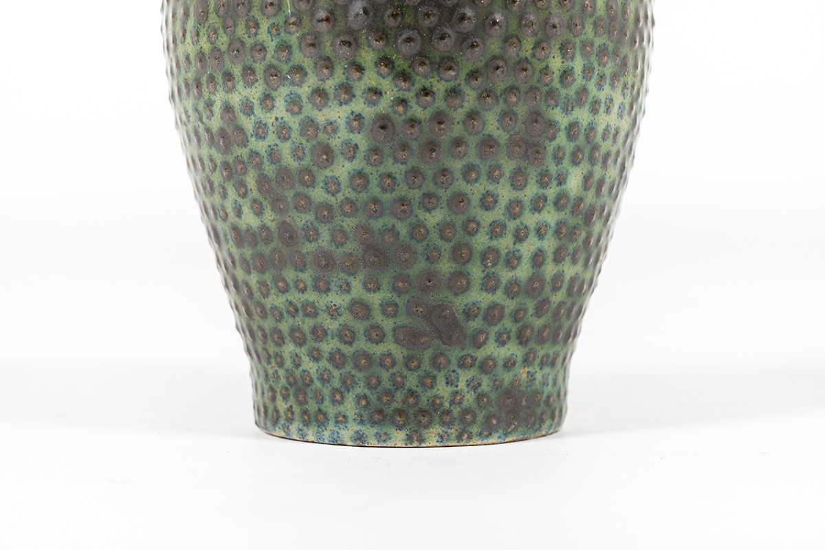 Set of ceramic vases in black and green tones 1960 set of 3