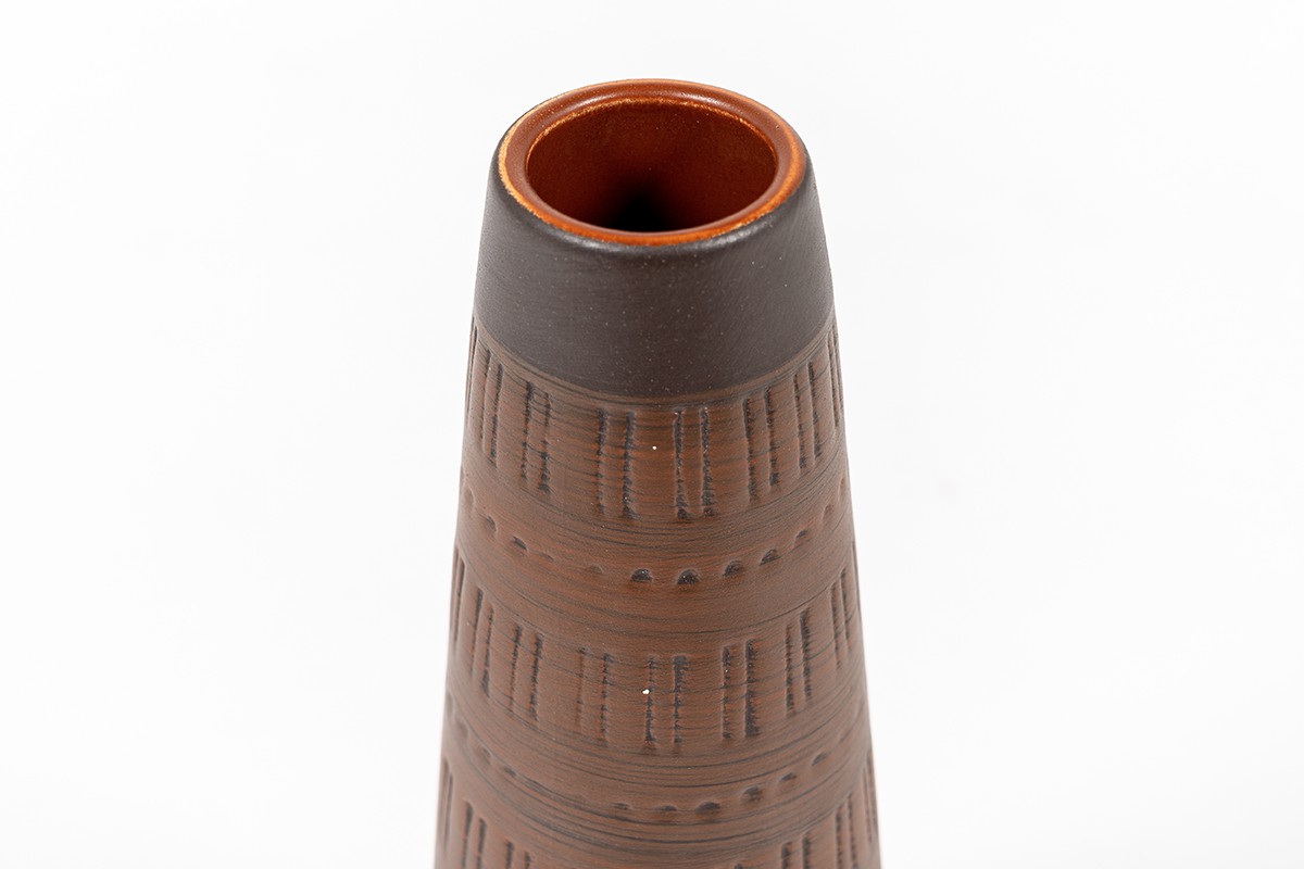 Vase in brown ceramic 1960