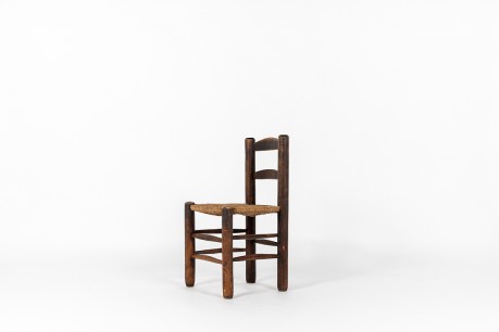 Chaise chêne et assise paille 1950