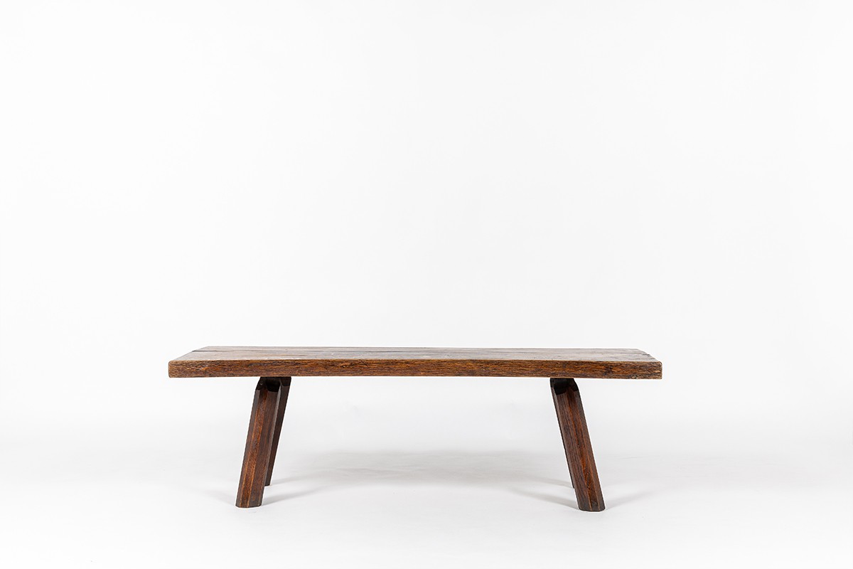 Coffee table in oak brutalist design 1950