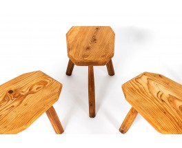 Stools in pine free form 1950 set of 6