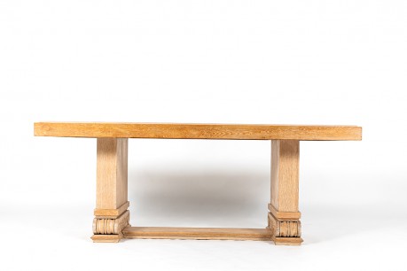 Dining table in ceruse oak and Burgundy stone top 1930