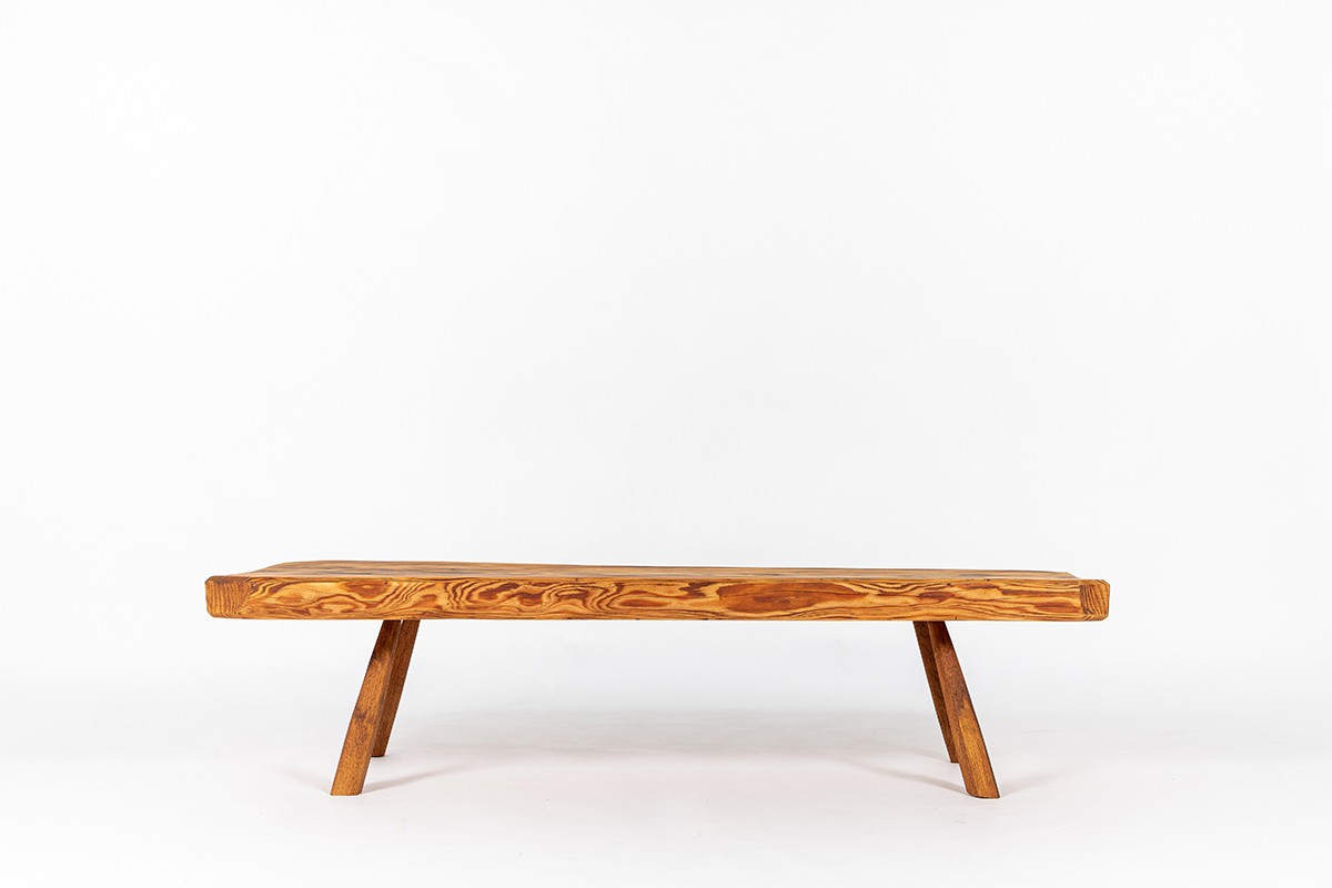Coffee table in pine free-form 1950