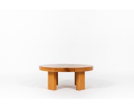 Round coffee table in elm edition Maison Regain 1980