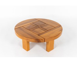 Round coffee table in elm edition Maison Regain 1980