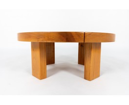 Round coffee table in elm edition Maison Regain 1980