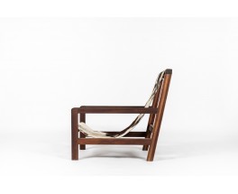 Armchair in mahogany and cowhide seat 1950