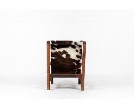 Armchair in mahogany and cowhide seat 1950